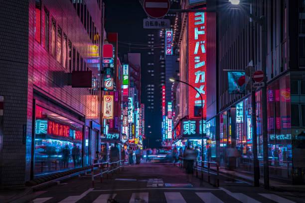 霓虹东京街头夜景